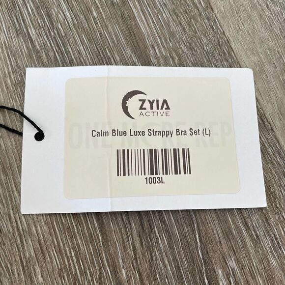 NWT Zyia Active Calm Blue Luxe Mesh Crop Top - Size: Large - Picture 6 of 8